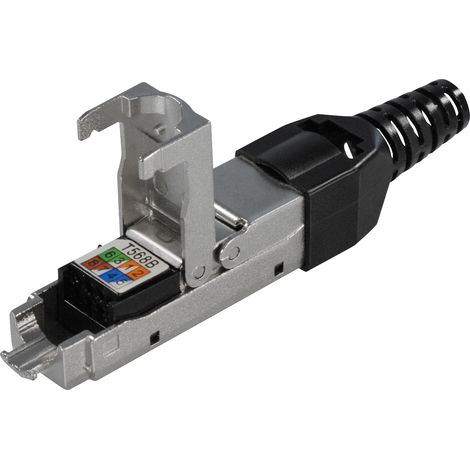 Connecteur pour câble réseau, cat 8.1 bande passante jusqu'à 2 ghz, avec gaine de protection contre la flexion (1/5)