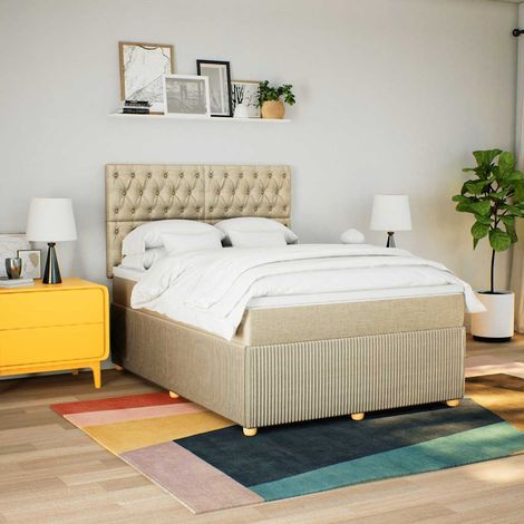 Boxspringbett mit Matratze Creme 160x200 cm Stoff (1/5)