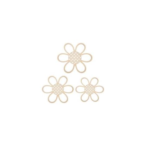 Lot de 3 décorations murales bohème en rotin naturel à suspendre pour la maison, la chambre d'enfant, la chambre à coucher (1/5)