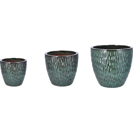 Set 3 Pezzi Caspo' Cachepot in Ceramica Color Verde 23 + 29,5 + 35 cm (1/2)