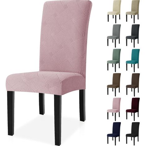 Stuhlhussen 6er Set, Stretch Stuhlbezug abnehmbar & waschbar, Universal Hussen für Stühle, Rosa (1/5)