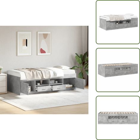The Living Store Lit de jour avec tiroirs sans matelas gris béton 90x200 cm - Canapé-lit (1/5)