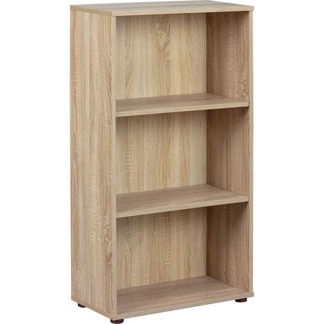 Bibliothèque Étagère sur pied 3 compartiments Étagères réglables en hauteur Étagère en bois Salon Bureau 2 Chêne finlandais Naturel (1/5)