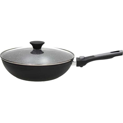 Tognana Space saving wok cm 28 con coperchio, alluminio adatto ad induzione