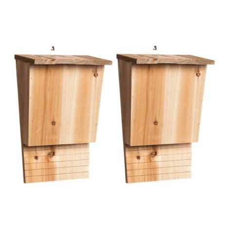 royaluxe-Lot de 2 abris pour chauves-souris en bois – Nichoirs pour chauves-souris d'extérieur, grands nichoirs extérieurs pour chauves-souris, abris en bois résistants aux intempéries pour jardins et (1/5)