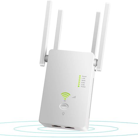 L'amplificateur de signal d'extension de portée WiFi couvre jusqu'à 2640 pieds carrés et 25 appareils, répéteur WiFi double bande jusqu'à 1200 Mbps avec port Ethernet Booster Internet pour la maison (1/5)