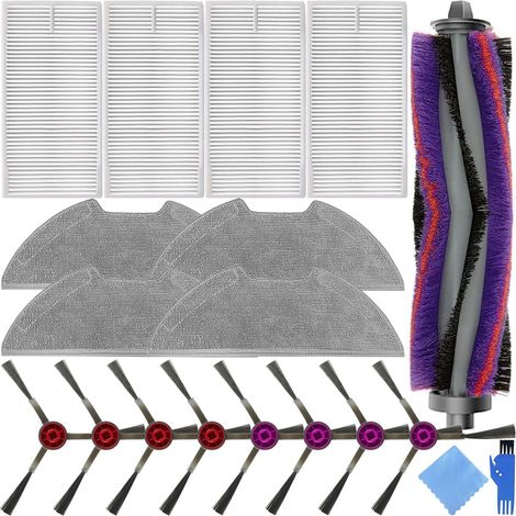 Pièces de Rechange Compatibles avec Eureka E20 Plus / E10S pour Midea M9 pour Obode A8 / A8 Plus 1 Brosse Principale 8 brosses latérales 4 serpillières 4 filtres Hepa Kit d'accessoires (1/5)