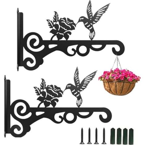 2 Pièces Support de Suspension pour Paniers à Plantes, Lanternes ou Cages à Oiseaux – Fixation Murale avec Vis – Design Robuste et Élégant (1/5)