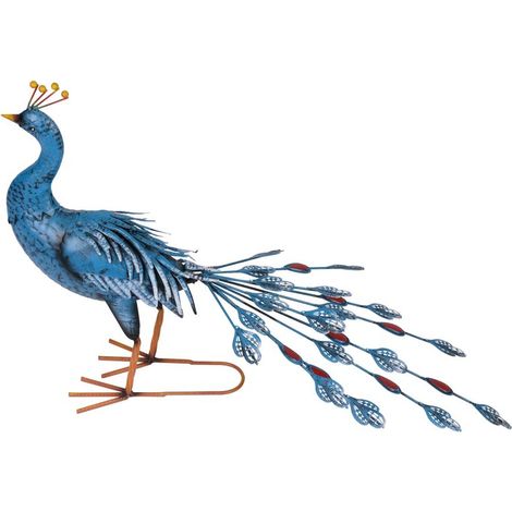Dekoration MagicHome Mecco, Pfau, Blech, 70x23x46 cm