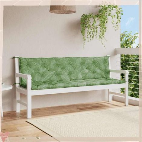 Coussin de banc de jardin - VINGVO - Motif de feuilles - Lot de 2 - Polyester résistant UV et eau - Rembourrage fibres creuses (1/5)