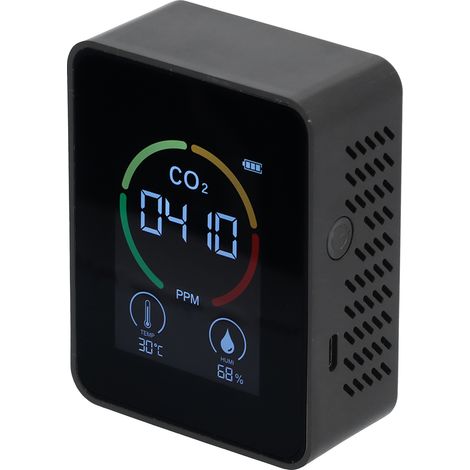 Détecteur intelligent de dioxyde de carbone, chargement USB, infrarouge, moniteur de température, d'humidité et de qualité de l'air, noir (1/5)