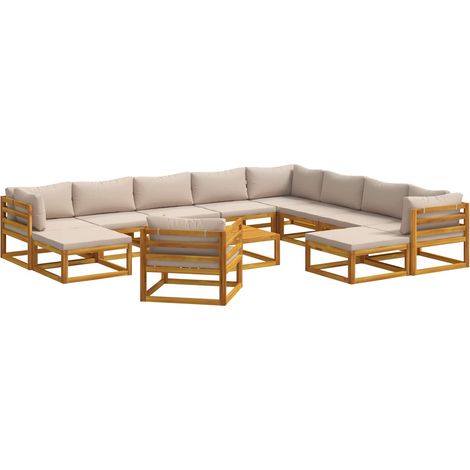Ensemble de Canapés 12 pc Naturel Bois d'Acacia Massif vidaXL