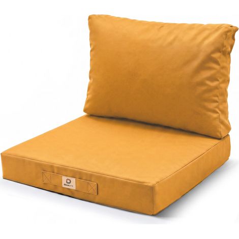 Ensemble Coussins Salon Jardin 60x70 Jaune - Déhoussable & Anti-UV (Assise + Dossier)