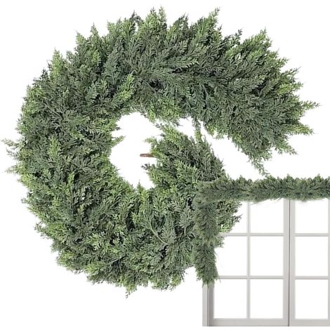 Guirlande de Noël, Décor de Manteau en Faux Pin, Ornements pour Foyer Fête Festival Décoration Murale Intérieur Extérieur Table Fenêtre Escalier Mariage (1/5)