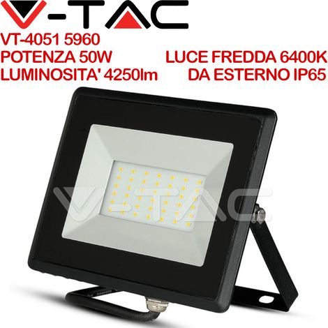V-TAC VT-4051 E-SERIES FARO LED SMD 50W ULTRA SOTTILE DA ESTERNO COLORE NERO - SKU 5958 / 5959 / 5960 - Colore Luce: Bianco Freddo (1/10)