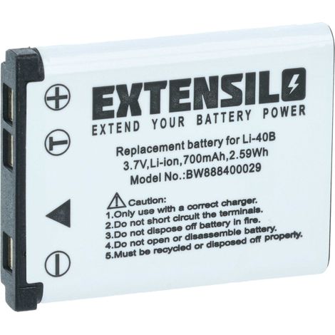 EXTENSILO Akku kompatibel mit Rollei Compactline CL-350, CL-320, CL350, CL370 TS, CL-370TS, CL360 TS, CL-360TS Kamera (700 mAh, 3,7 V, Li-Ion) (1/5)
