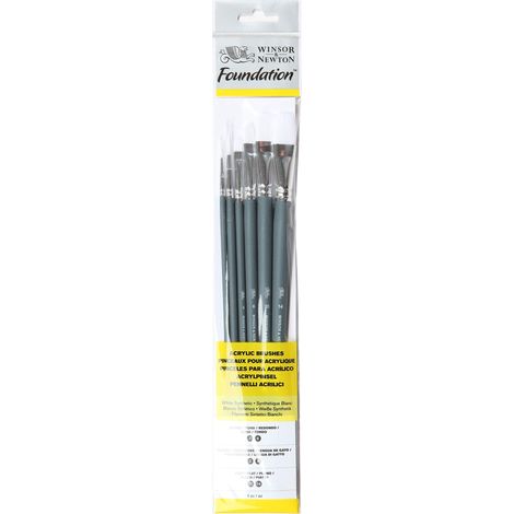 Winsor&Newton Foundation Pennelli Acrilico, Set di 6, Legno, Multicolore, 7 x 1 x 4,3 cm (1/4)