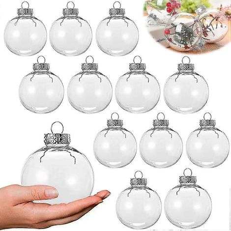 Lot de 2 boules de Noël transparentes à remplir - Boules de Noël en plastique pour Noël et mariage (1/5)