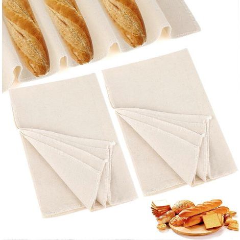 Lot de 2 toiles de fermentation professionnelles pour pain (3648 cm), en lin, idéales pour la préparation et la cuisson de la pâte à baguette. (1/5)
