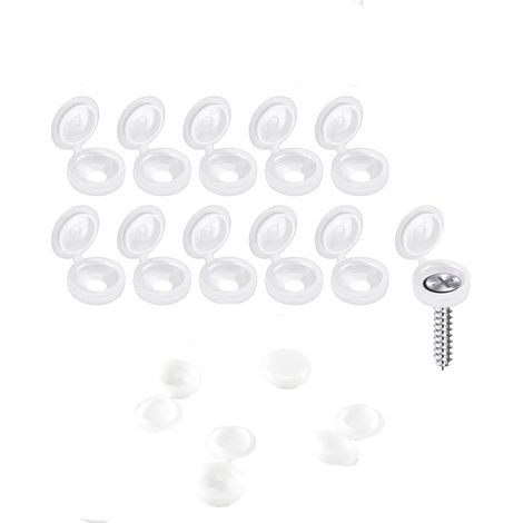 Bouchon à vis 100pcs Bouchon à vis 0,34 "en Plastique charnière vis Snap - on vis pour vis Cache décoration - Blanc (1/5)