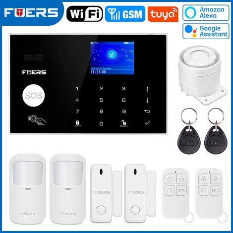 (Pack 2) Système d'alarme de sécurité domestique sans fil Wi-Fi GSM, compatible avec le contrôle via application. (1/5)