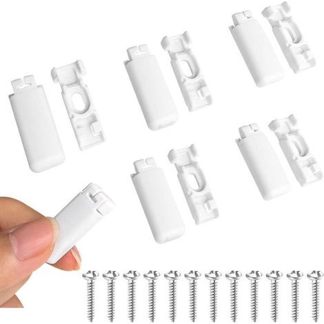 Lot de 12 supports de serrage pour stores plissés tendus - Pour supports adhésifs et plaques adhésives Stick & Fix Front (blanc) (1/4)