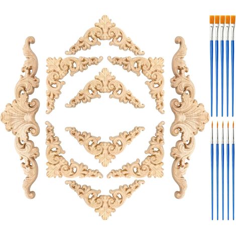 Set of 10 Carved Wood Angle Moulding (1/5)