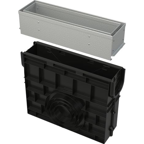 Alcadrain AVZ101R-R121R Servicebox für Schlitzrinne, asymmetrisch, 100 mm, verzinkt (1/4)