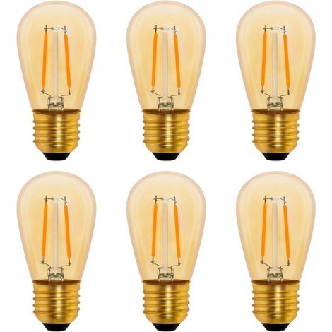 S14 Ampoule LED à Filament Vintage E27, 1W Amber Edison Remplacement 10W Incandescence, Non Dimmable, Blanc Chaud 2200K, AC 220V, Lot de 6 (1/5)