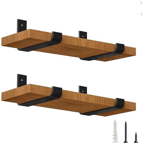 Regalträger (115 x 200 cm) – 20 cm – Stabile L-förmige Wandregalträger, schwarz (1/5)