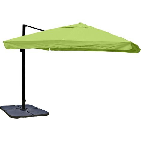 Gastronomie-Ampelschirm HHG-980, Sonnenschirm, 3x3m (Ø4,24m) Polyester/Alu 23kg Flap, grün mit Ständer, drehbar