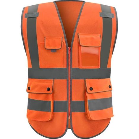 EASYCOMFORT Gilet de sécurité homme haute visibilité avec poches multiples, vêtement de travail réfléchissant pour chantier et BTP, taille XL (1/5)