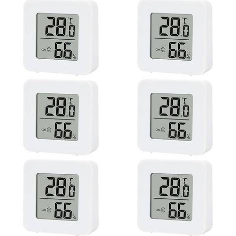 Mini-Hygrometer-Thermometer, 6er-Pack, Innenthermometer, Mini-Hygrometer, Mini-LCD-Thermometer, Temperaturmessung in Innenräumen für Zuhause, Lager, Terrarium, Schlafzimmer (1/5)