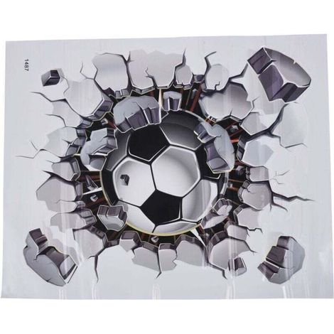 Autocollant mural 3D football en PVC, décalcomanie art soccer pour chambre de garçon, décoration murale adhésive (1/4)