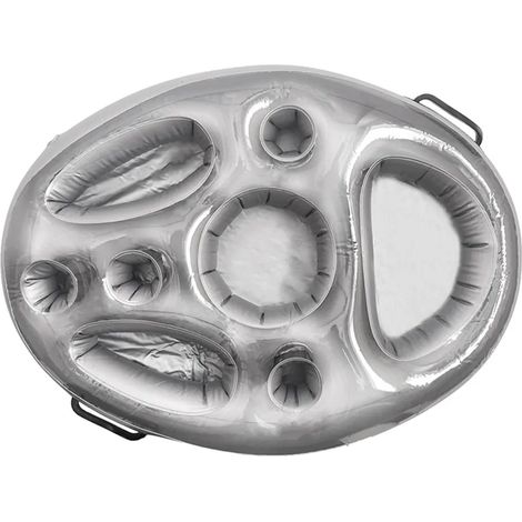 Aufblasbarer Getränkehalter, schwimmendes Bierregal aus PVC, tragbares Tablett für den Pool, schwimmendes Tablett für Poolpartys – grau (1/2)