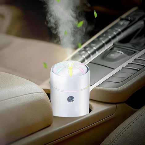 Auto-Lufterfrischer mit Diffusorfunktion, tragbarer Luftbefeuchter für Kleinwagen, Aromaöl-Diffusor, geeignet für Schlafzimmer, Büro, Zuhause (Weiß) (1/5)