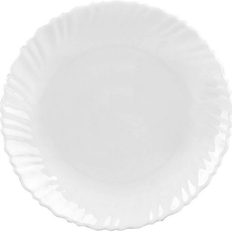 6-teiliges Speiseteller-Set aus weißem Glas, 23,5 cm