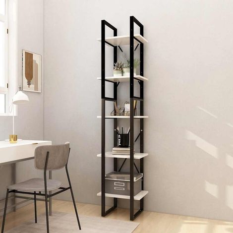 vidaXL Estantería librería 5 niveles madera de pino blanco 40x30x175cm (1/5)