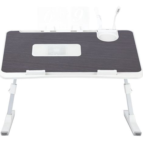 Klappbarer Laptop-Betttisch, höhen- und winkelverstellbar, für Sofa, Arbeitszimmer, Lesen und Schreiben, Schwarz – 60 x 40 x 26–39 cm (1/5)