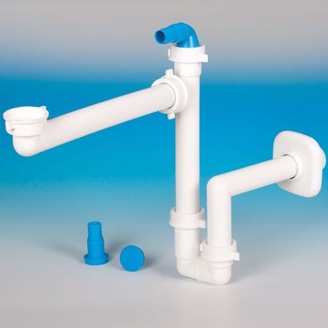 SOTECH Raumspar-Siphon mit Geräteanschluss, 32 - 40 mm, weiß, Raumsparsiphon, Ablaufgarnitur für Küche und Bad (1/4)