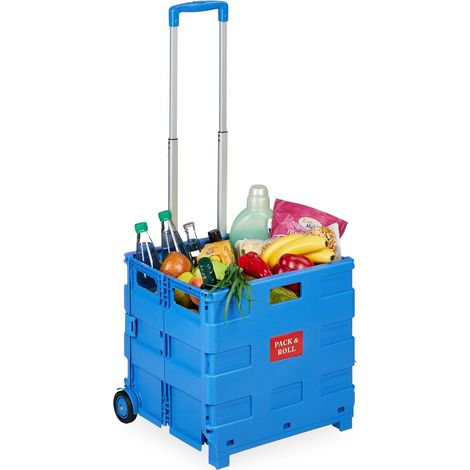 Carrito de compra plegable con asa telescópica, capacidad de 35 kg (1/5)