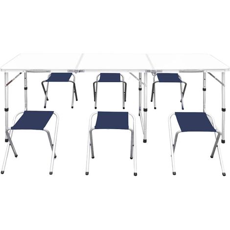 Maison Exclusive - Set Tavolo da Campeggio Pieghevole 6 Sedie Regolabili 180x60 cm