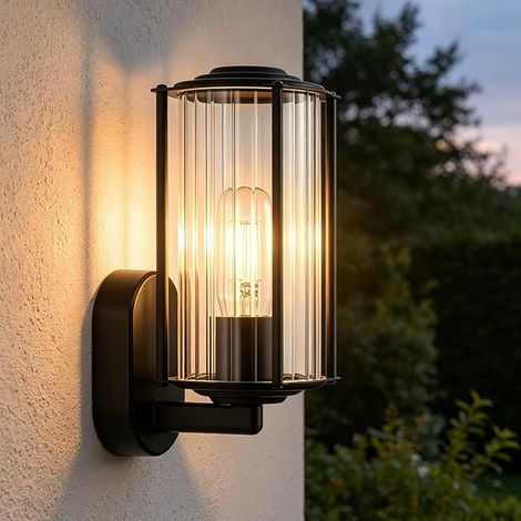 GBLY Lámpara Pared Exterior Aplique Exterior Negro Lámpara Exterior Pared E27 IP65 Aplique Interior Iluminación Exterior Aplique Exterior para Terraza Balcón Pared Casa Jardín MAX 40W Sin Bombilla