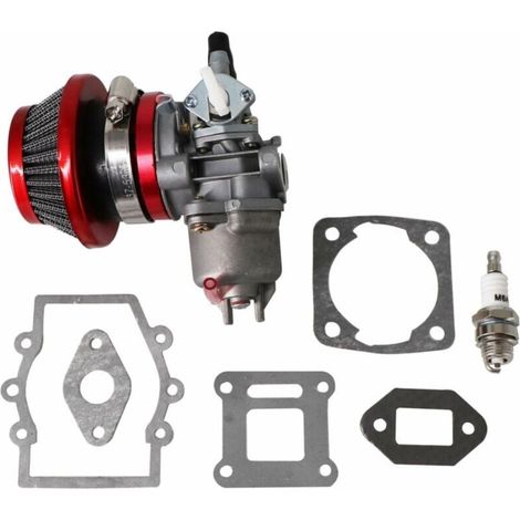 Carburatore di ricambio per mini scooter pocket bike con motore a 2 tempi da 47cc e 49cc, completo di filtro dell'aria, guarnizione e candela. (1/3)