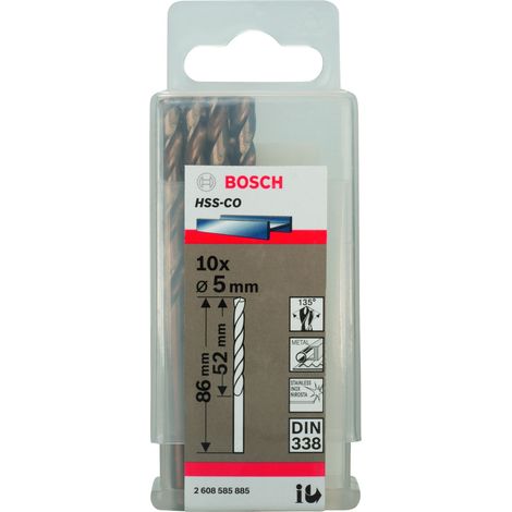 Broca para metal HSS-Co DIN 338 (5 x 52 x 86 mm)  BOSCH 2608585885