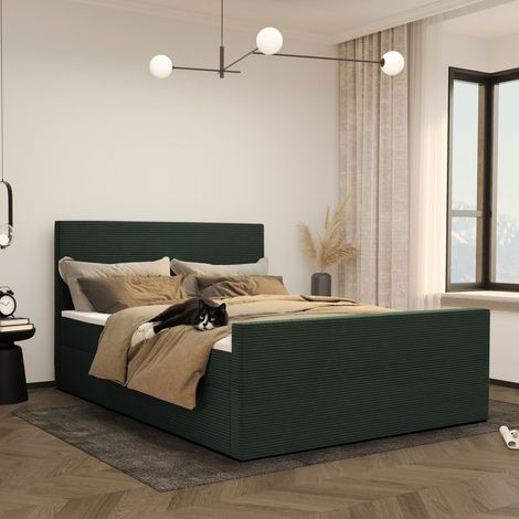 Modern Boxspringbett mit bettkasten und topper VIESTA stoff Poso 120x200 cm Grün (1/3)