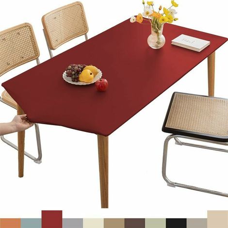 Rechteckige, maßgefertigte Ledertischdecke mit elastischen Kanten, waschbar, für den Außenbereich, Terrasse, Küche und Esszimmer – Weinrot, 120 x 60 cm (4 Fuß) (1/5)