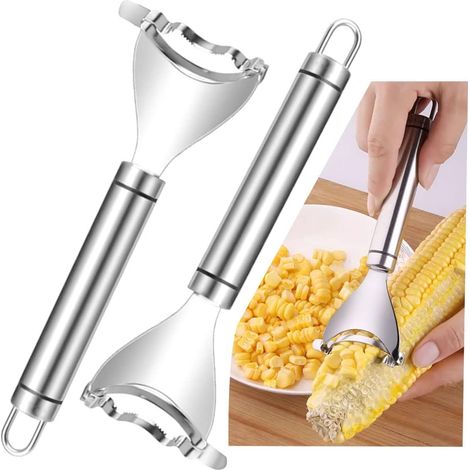 Lot de 2 égreneuses à maïs, adaptées pour retirer les grains de maïs, avec poignée ergonomique, un outil de cuisine indispensable. (1/5)