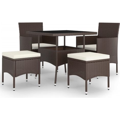 Maison Exclusive - Set da Pranzo per Giardino 5 pz in Polyrattan Marrone