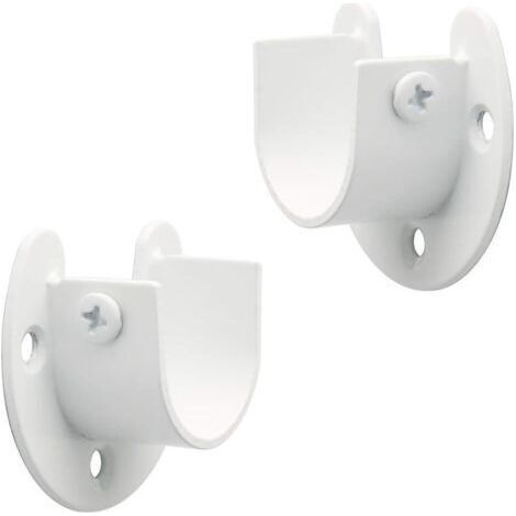 Curtain Rod Support Stainless Steel Wardrobe Rod Support, Adjustable Curtain Rod Attachment for 28mm Diameter Rod, White, EFL8001UW-2P (1/5)